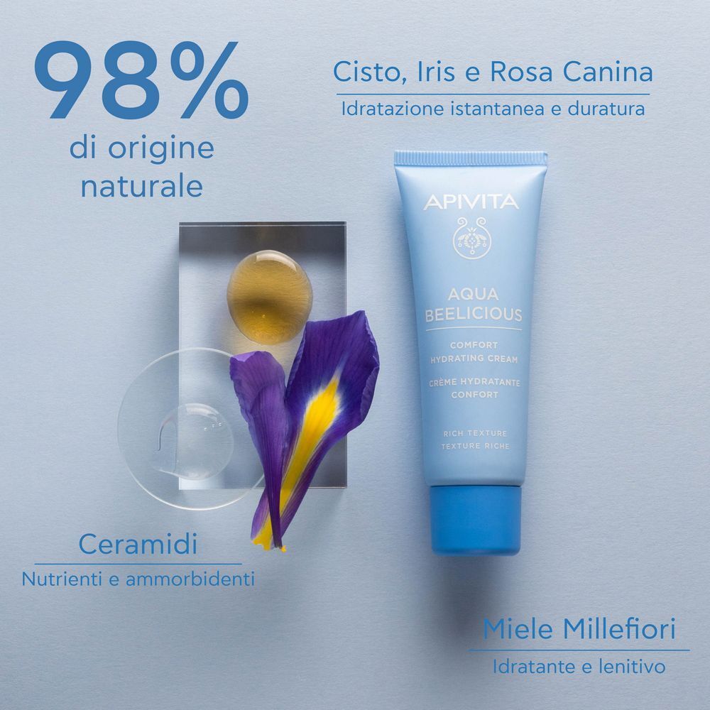 Crema APIVITA Aqua Beelicious, Iris, Rosa Canina e Miele.