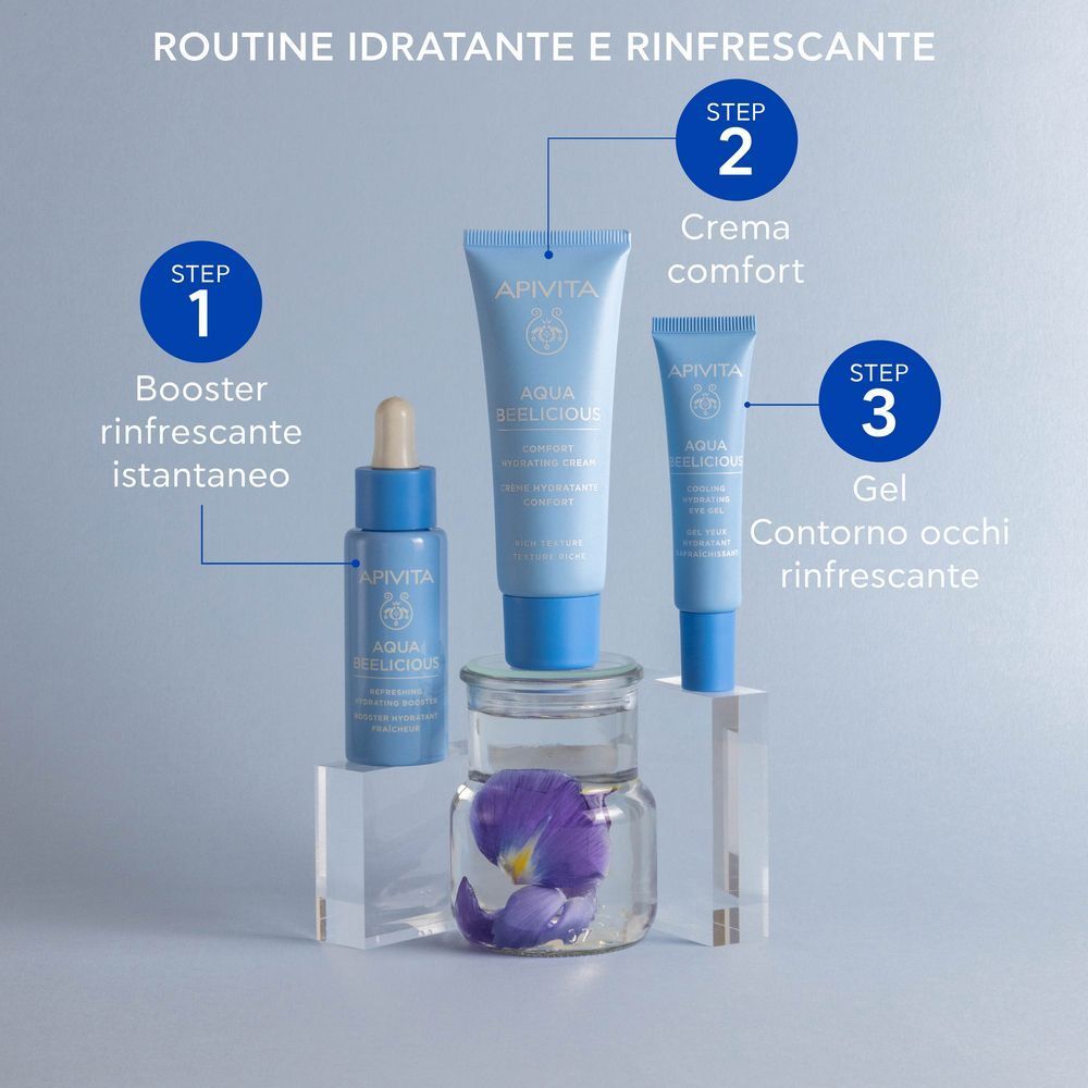 Routine APIVITA Aqua Beelicious: Booster, Crema e Gel Contorno Occhi.