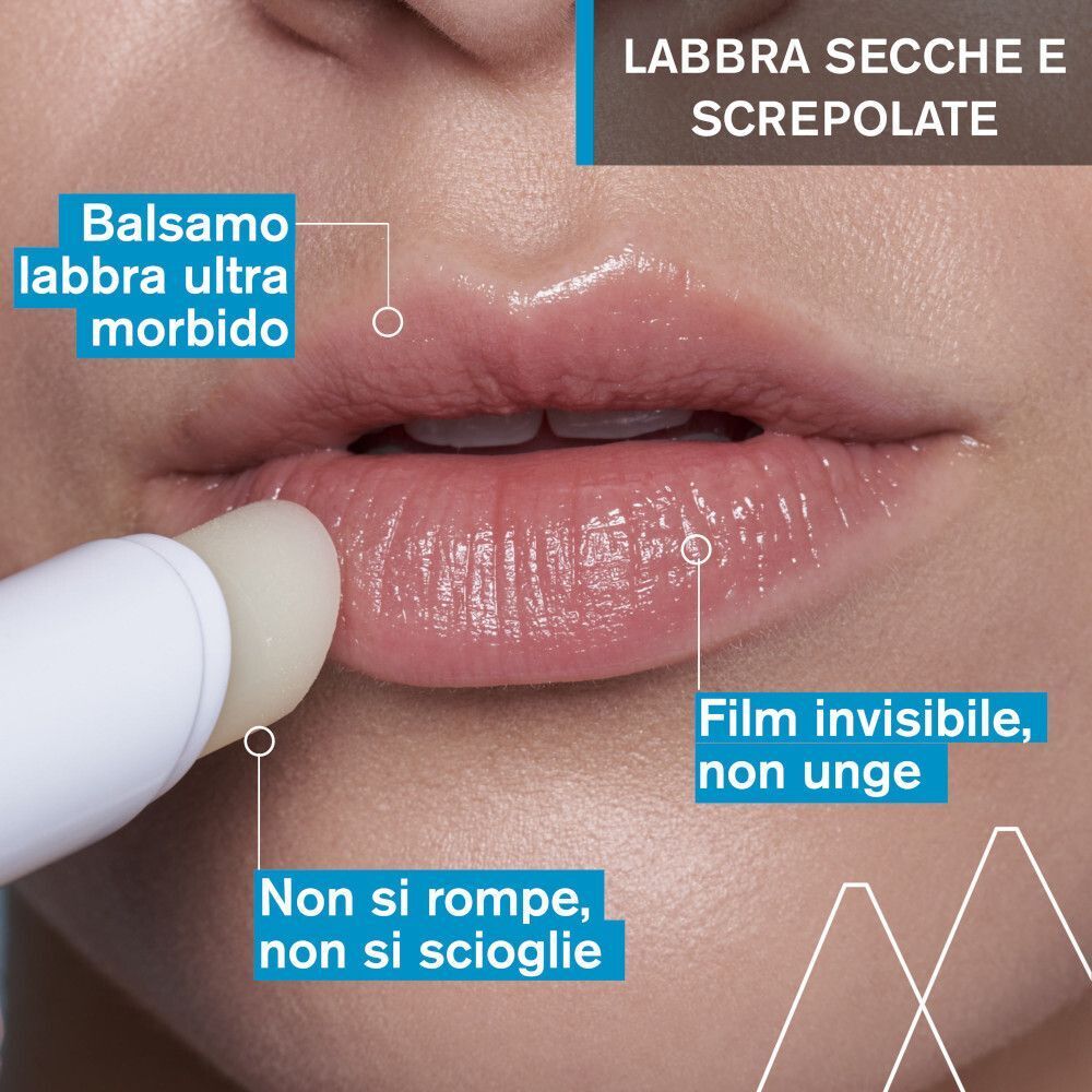 Applicazione di un balsamo labbra URIAGE su labbra secche.