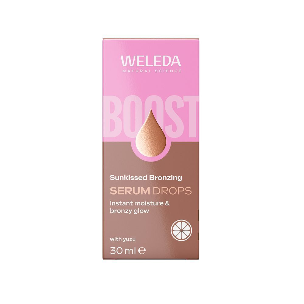 Confezione di WELEDA Sunkissed Bronzing Serum Drops con yuzu, 30 ml.