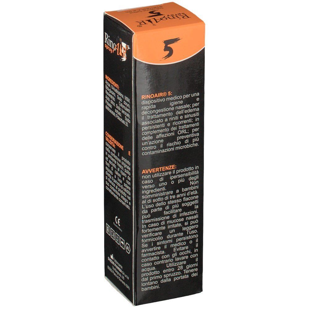 Confezione Rinoair® Spray 5%: istruzioni d'uso e avvertenze.