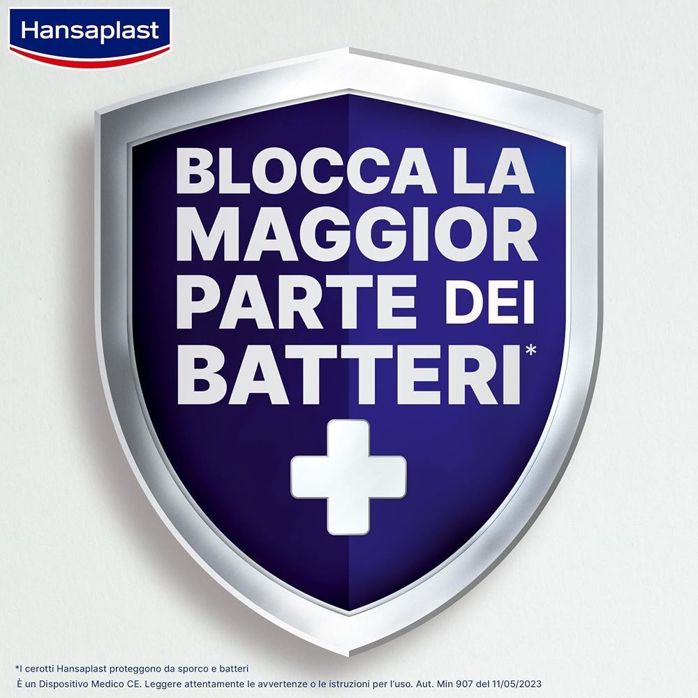 Hansaplast Sensitive protegge dalla maggior parte dei batteri. Dispositivo medico CE.