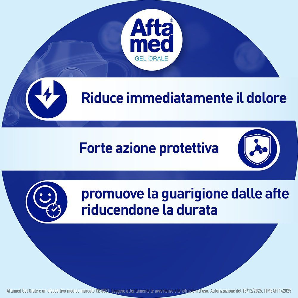 Afta Med Gel Orale: riduce il dolore, protegge e promuove la guarigione delle afte.