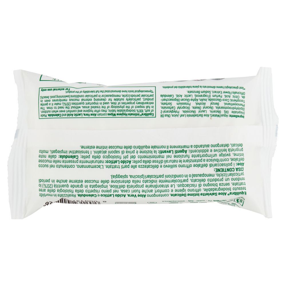 Confezione di salviettine intime, con Aloe Vera, Acido Lattico e Calendula.