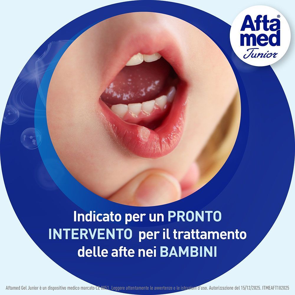 AftaMed Junior Gel indicato per il pronto intervento per afte nei bambini.