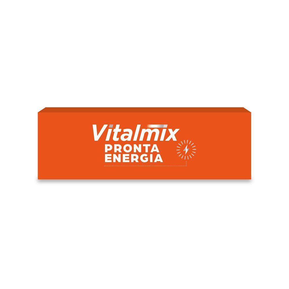 Confezione Vitalmix Pronta Energia. Vista laterale della confezione arancione.