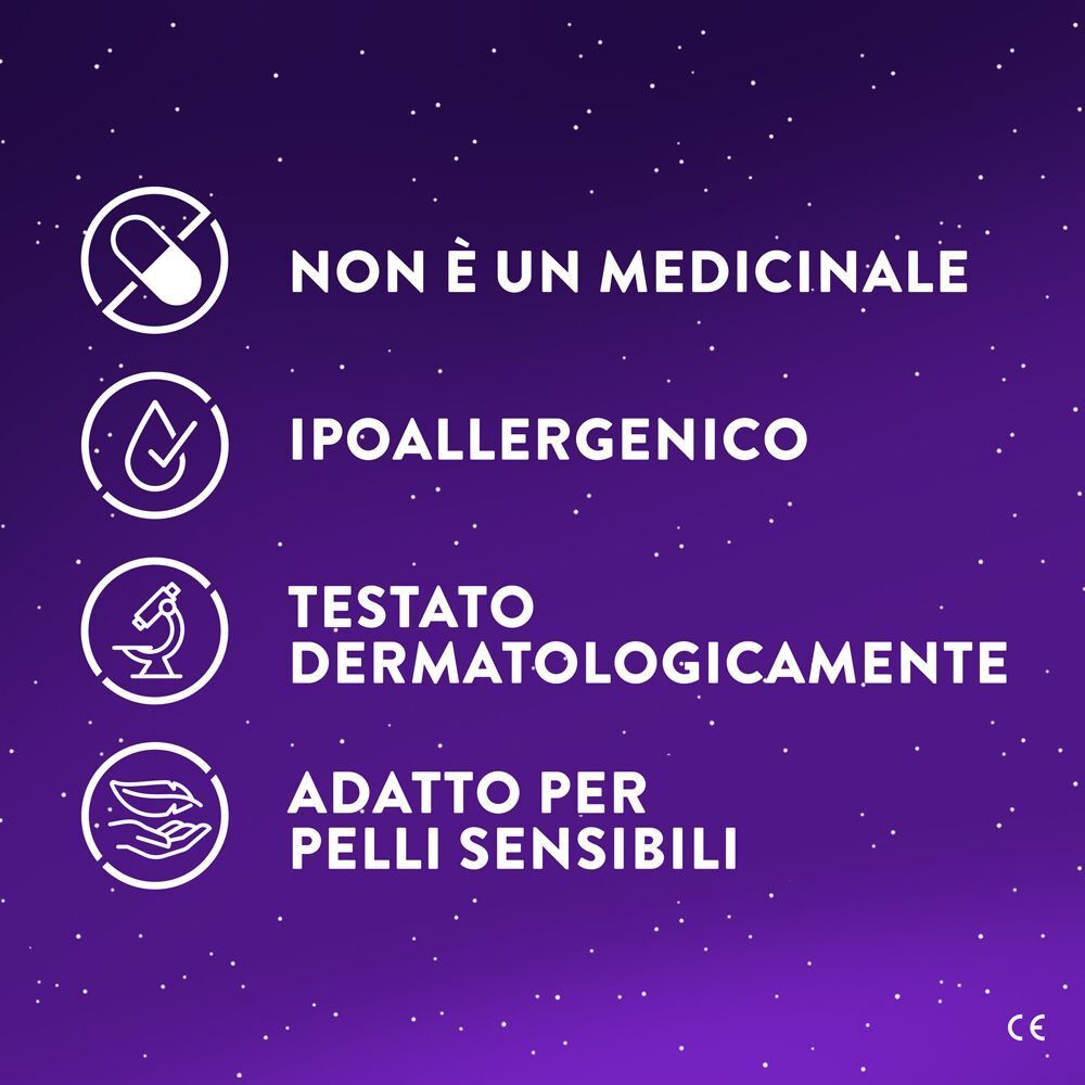 Icone: Non è un medicinale, ipoallergenico, testato dermatologicamente, per pelli sensibili.