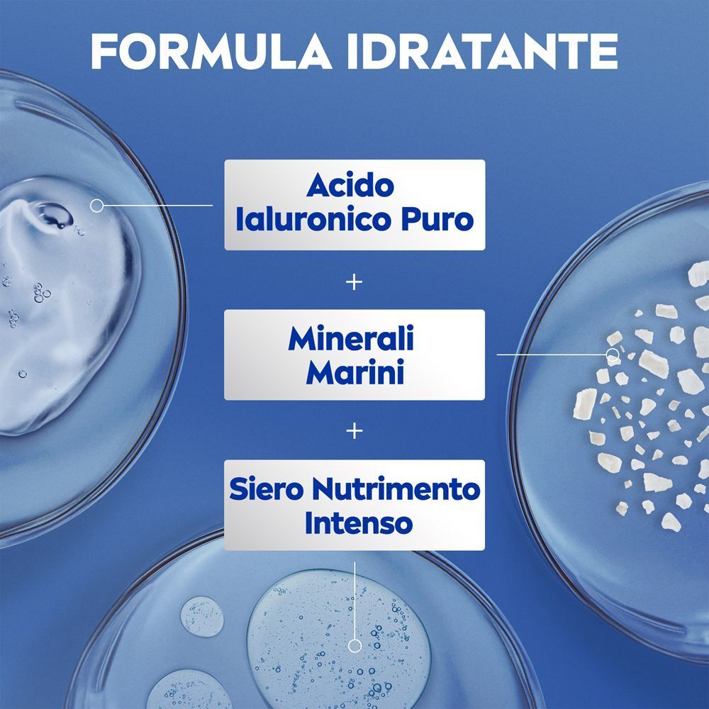 Nivea Crema Corpo Express ingredienti: Acido ialuronico Puro, Minerali Marini, Siero Nutrimento Intenso.