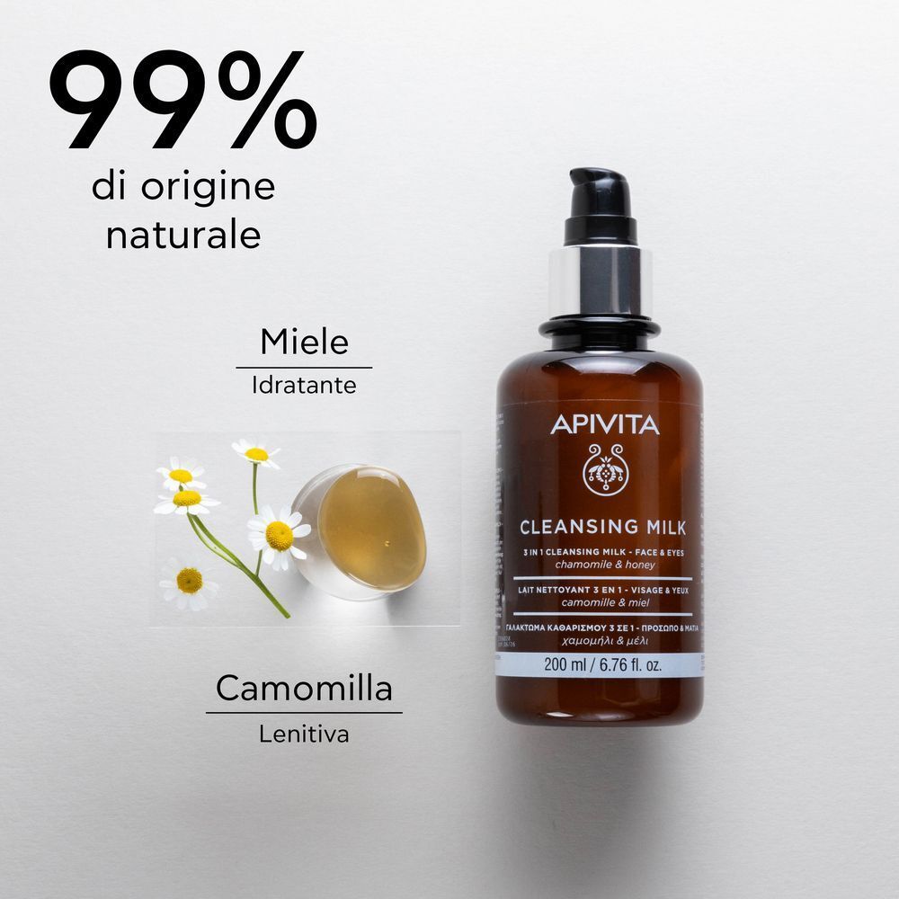 APIVITA Latte Detergente 3-in-1 con camomilla e miele. 99% di origine naturale.