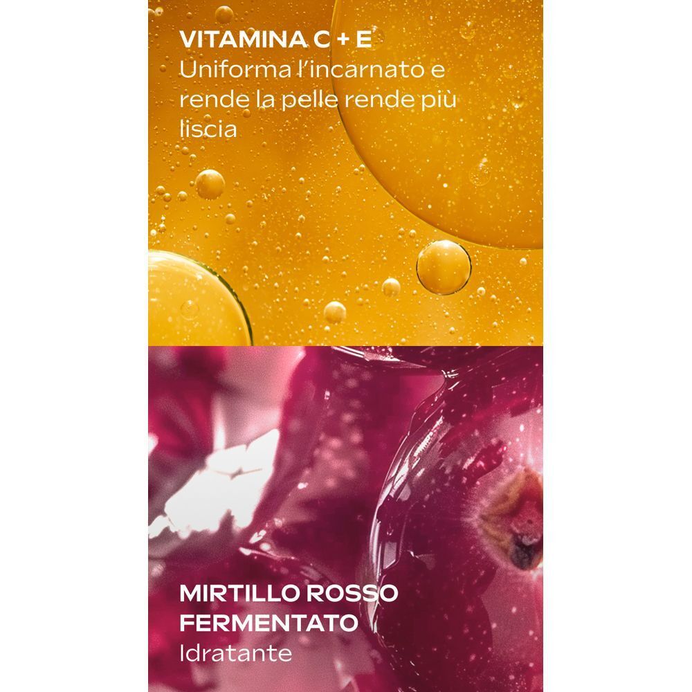Primo piano di Vitamina C+E e mirtillo rosso fermentato, ingredienti del WELEDA Siero Multivitaminico.