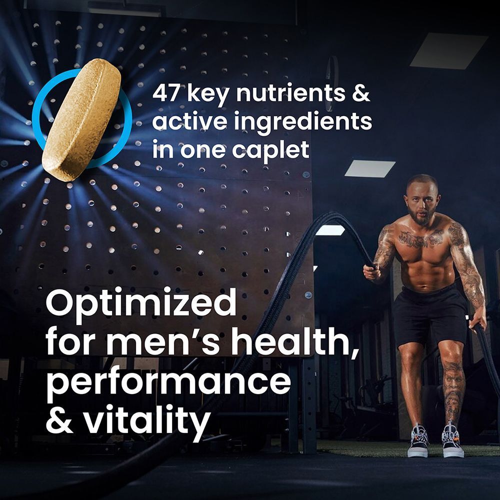 Una capsula VPLAB Ultra Men's Sport Multivitamin Formula, 47 nutrienti in una capsula, ottimizzata per gli uomini.