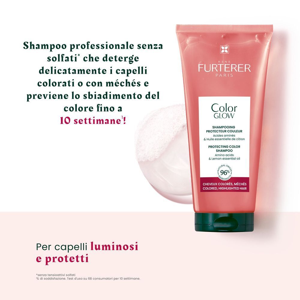 Lo shampoo René Furterer Color Glow protegge il colore dei capelli fino a 10 settimane.