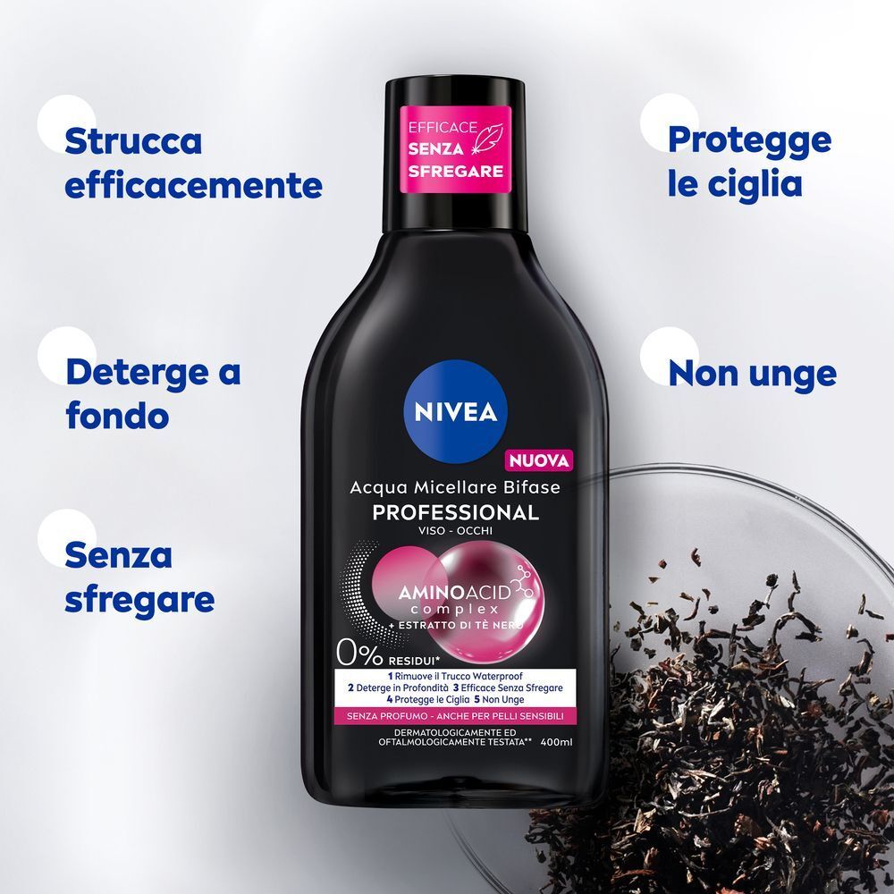 Nivea Micellair Professional Acqua Micellare Bifase 400ml con caratteristiche prodotto.