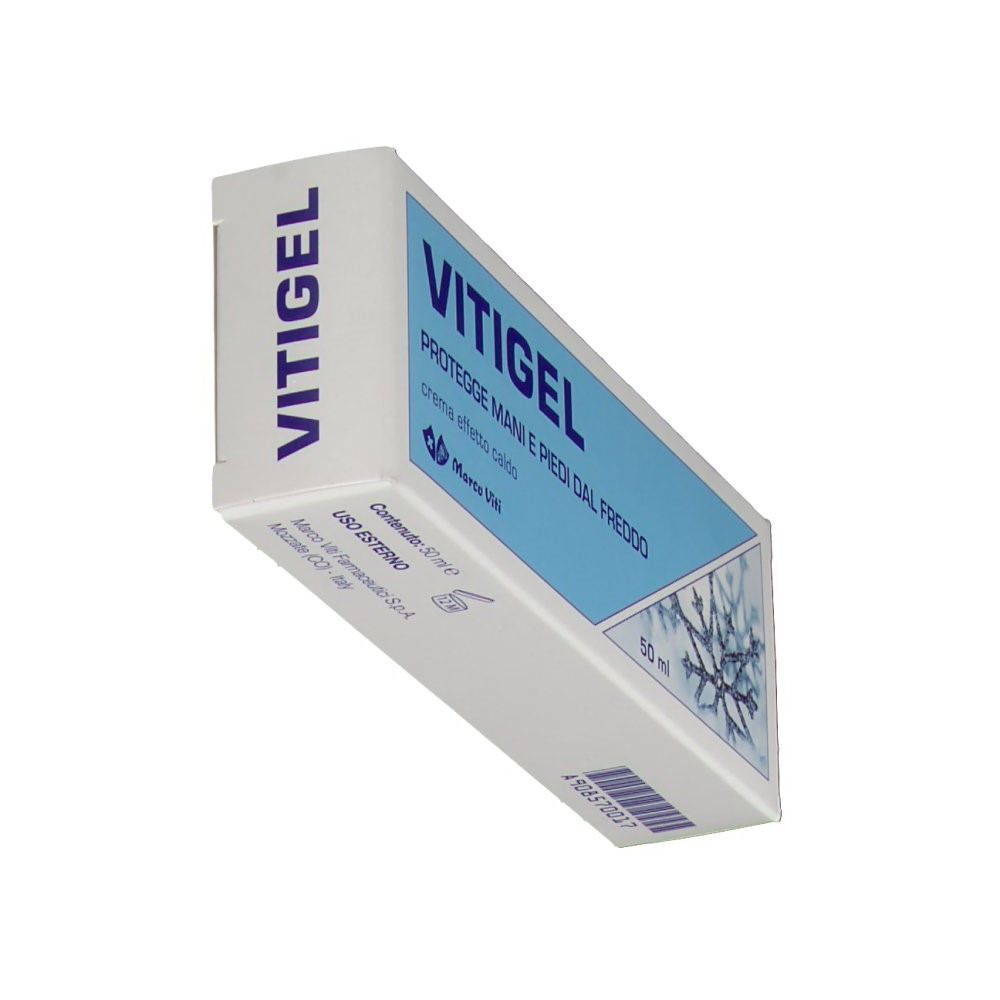 Confezione di Vitigel Crema, 50 ml. Protegge mani e piedi dal freddo.