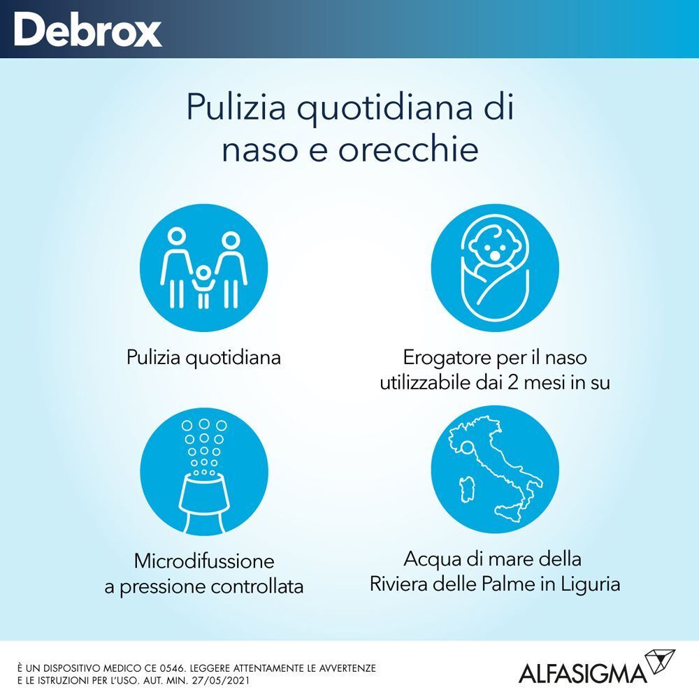 Spray Debrox: pulizia quotidiana, microdiffusione, acqua di mare della Liguria.
