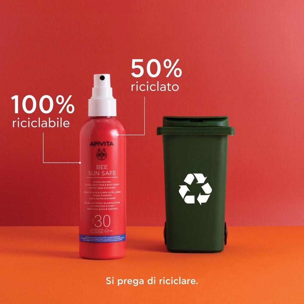 Protezione solare SPF30, 100% riciclabile, con bidone.