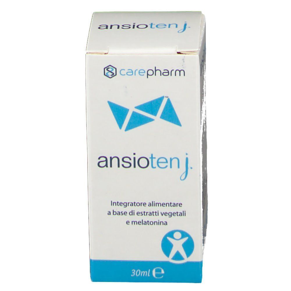 Una scatola Ansioten Junior, 30ml. Fronte con logo e nome prodotto.
