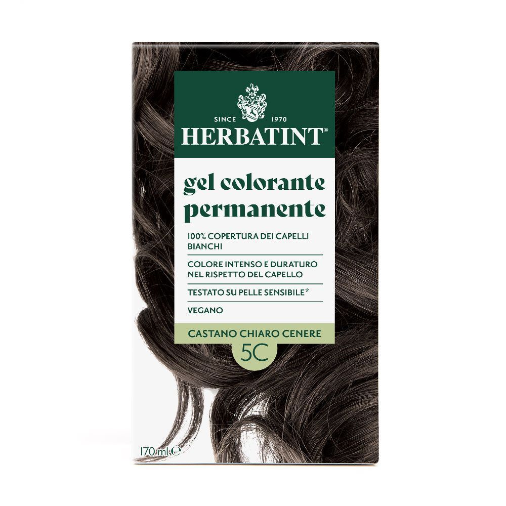 Herbatint Gel Colorante Permanente 5C Castano Chiaro Cenere. Formula vegana.