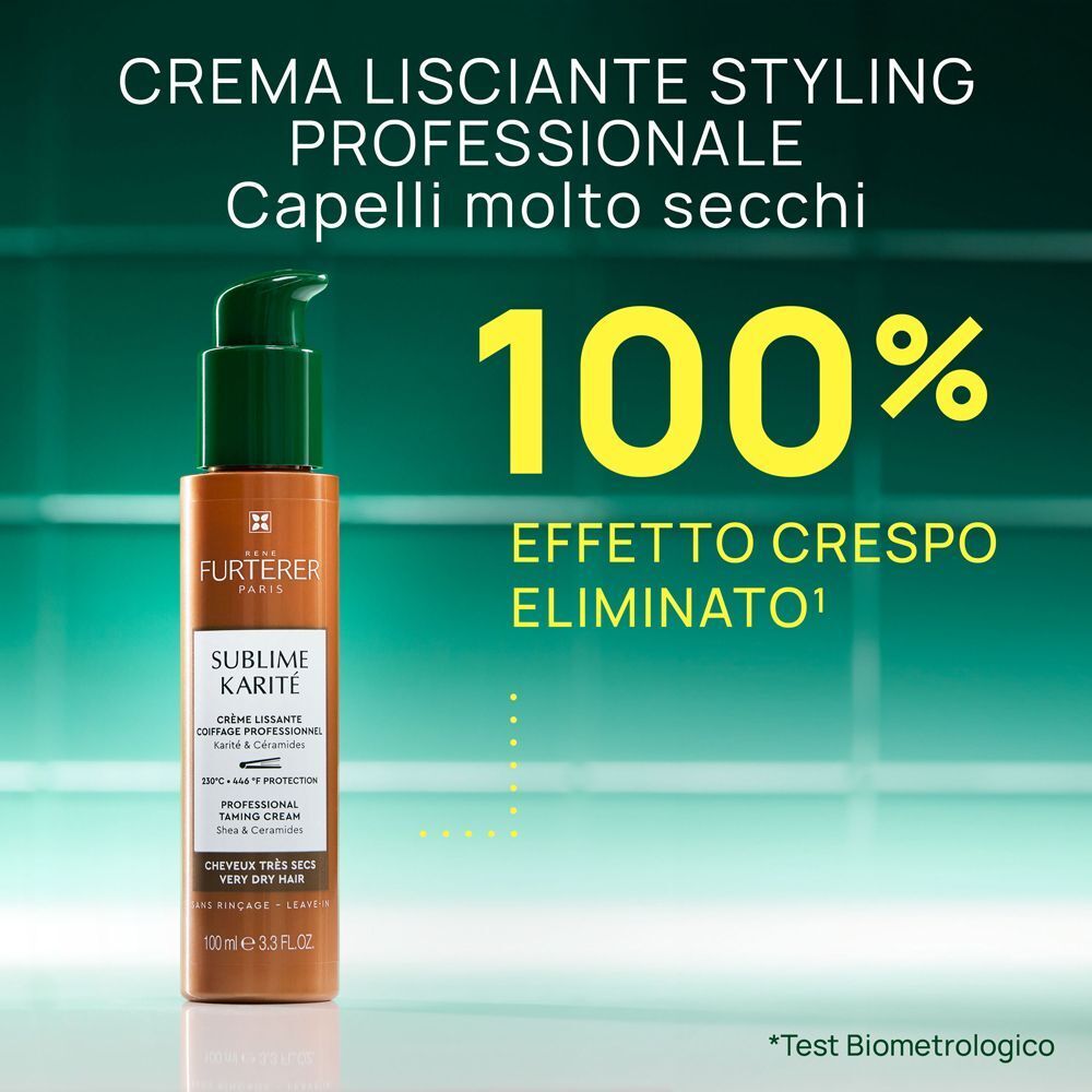 Flacone di crema lisciante styling Sublime Karité René Furterer con erogatore, 100ml.