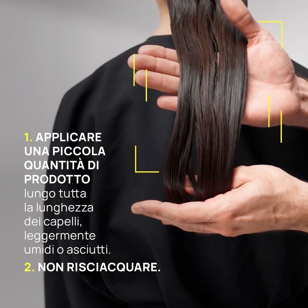Applicazione della crema lisciante su capelli umidi o asciutti.