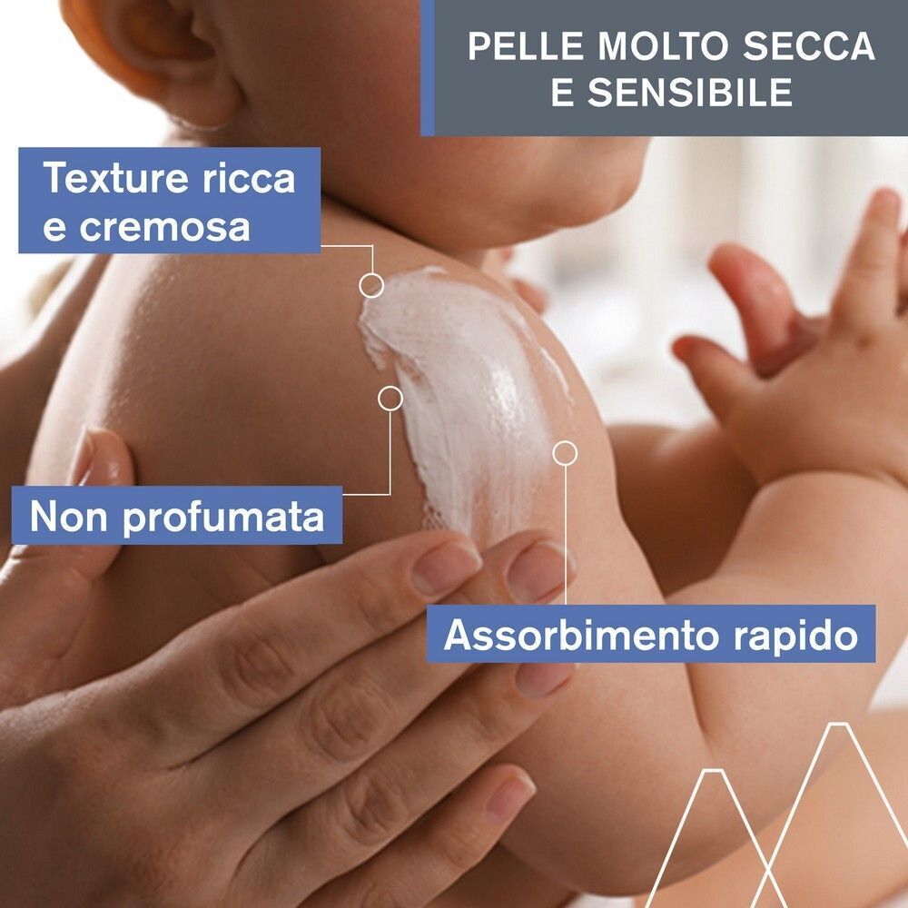Crema sulla pelle di un bambino, con note su texture e assorbimento.