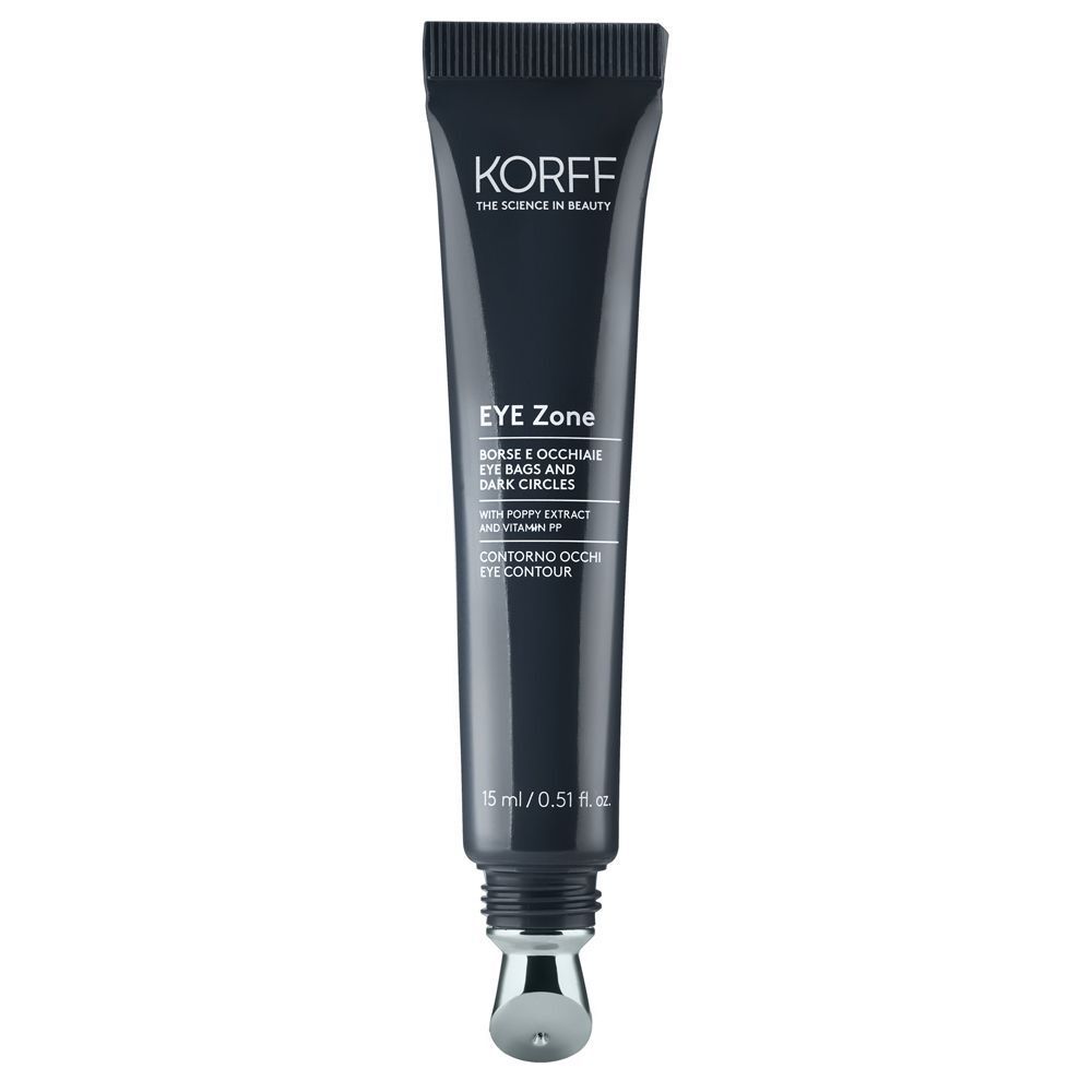 Un tubetto KORFF EYE Zone con applicatore rinfrescante.