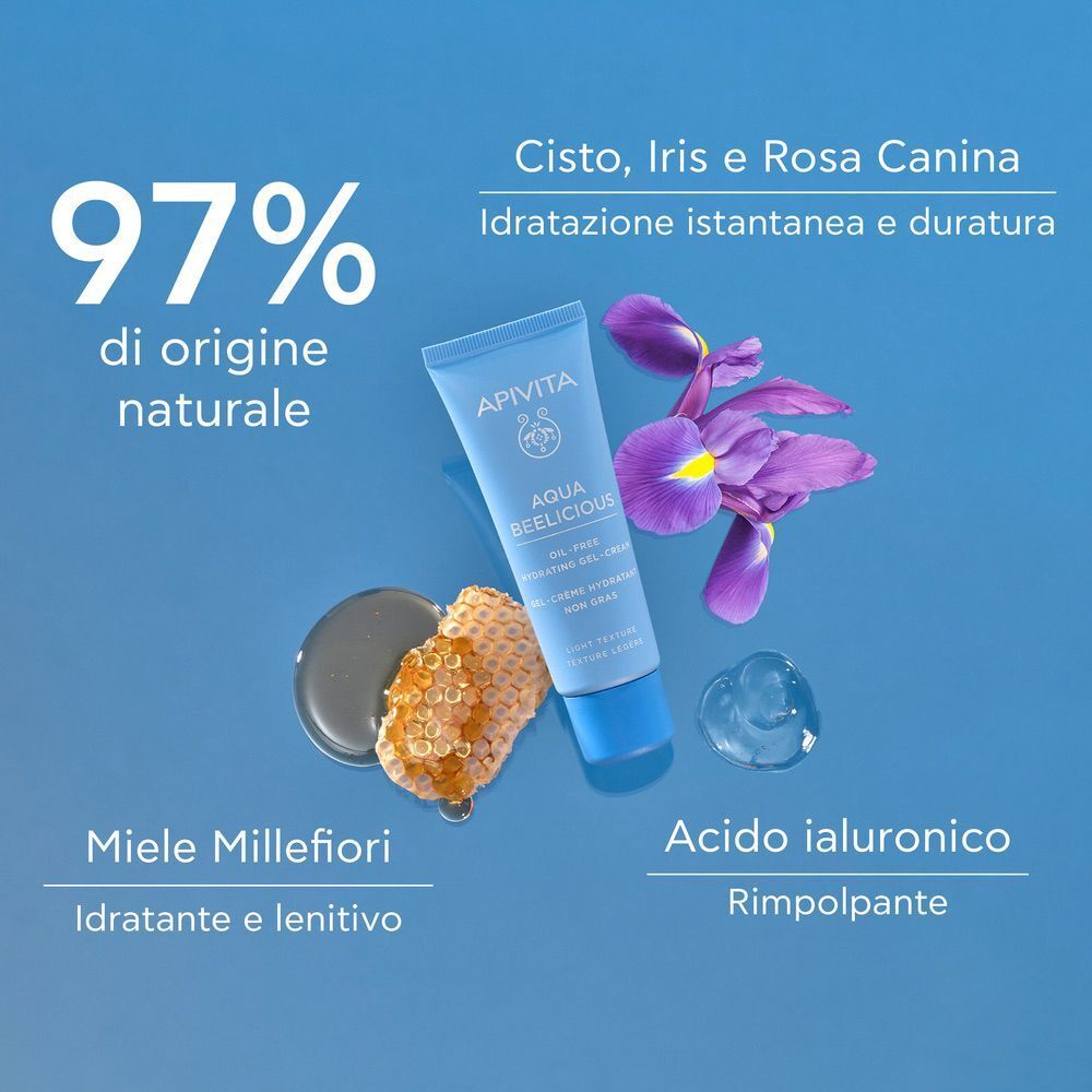 Gel-crema APIVITA Aqua Beelicious con miele, acido ialuronico ed estratto di iris. 97% di origine naturale.