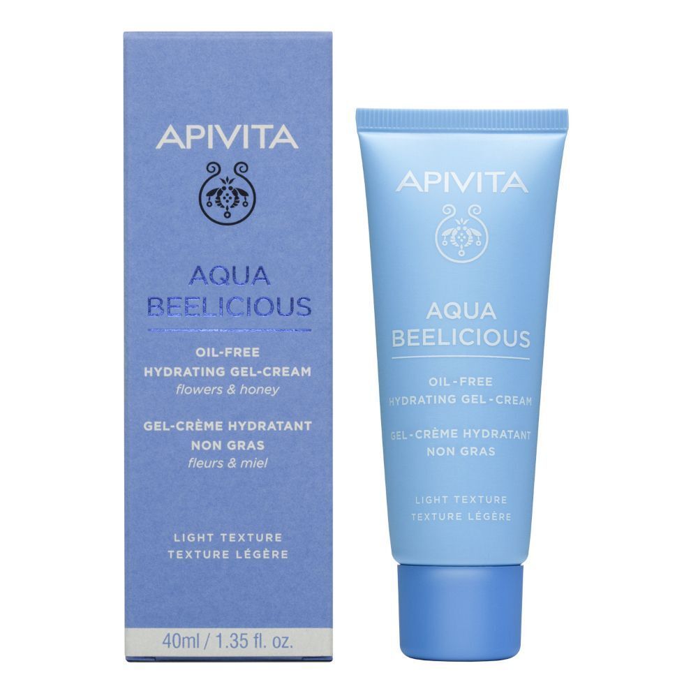 Gel-crema idratante oil-free APIVITA Aqua Beelicious (40ml) e la sua confezione.