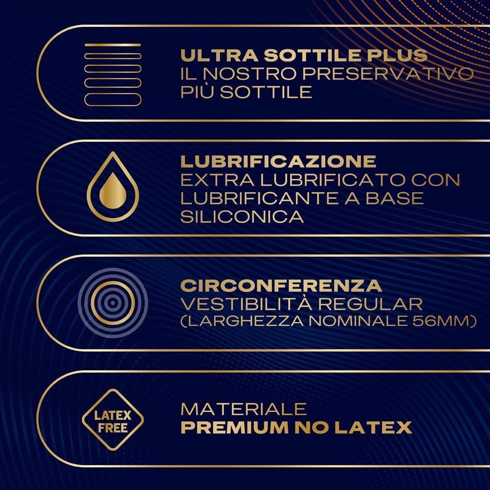 Caratteristiche preservativo Durex Nude Sensation: ultra sottile, extra lubrificato, circonferenza regolare (56mm), senza lattice.