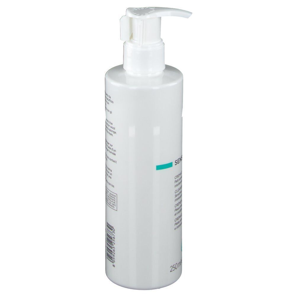 Flacone pompa bianco CANOVA Sensiquell Crema Detergente, vista laterale.