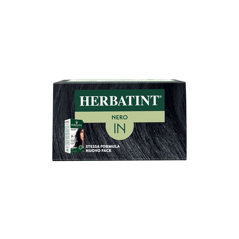 Confezione Herbatint gel colorante permanente Nero (1N), vista laterale.