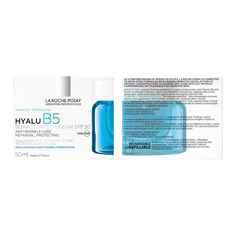 Confezione e vasetto La Roche-Posay Hyalu B5 Crema con SPF30.