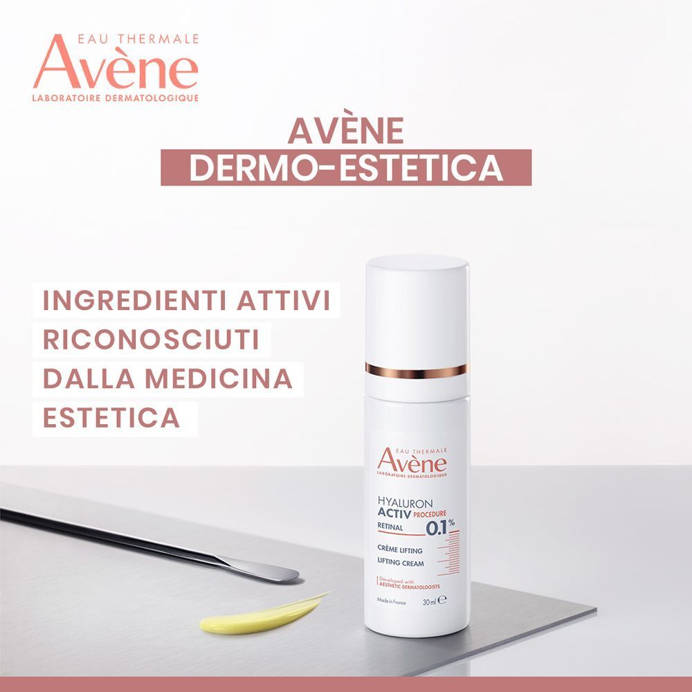 Avène Hyaluron Activ Procedure Crema Lifting con Retinal 0.1% e una spatola.