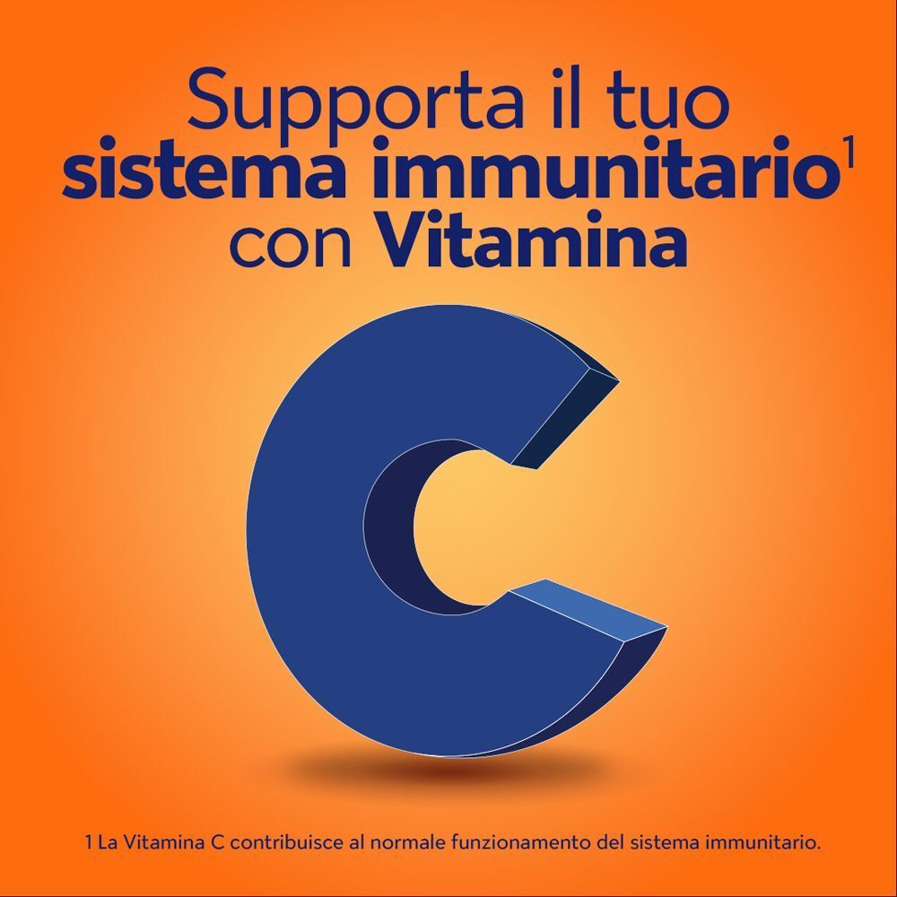Grande simbolo 'C', supporta il sistema immunitario con Vitamina C.