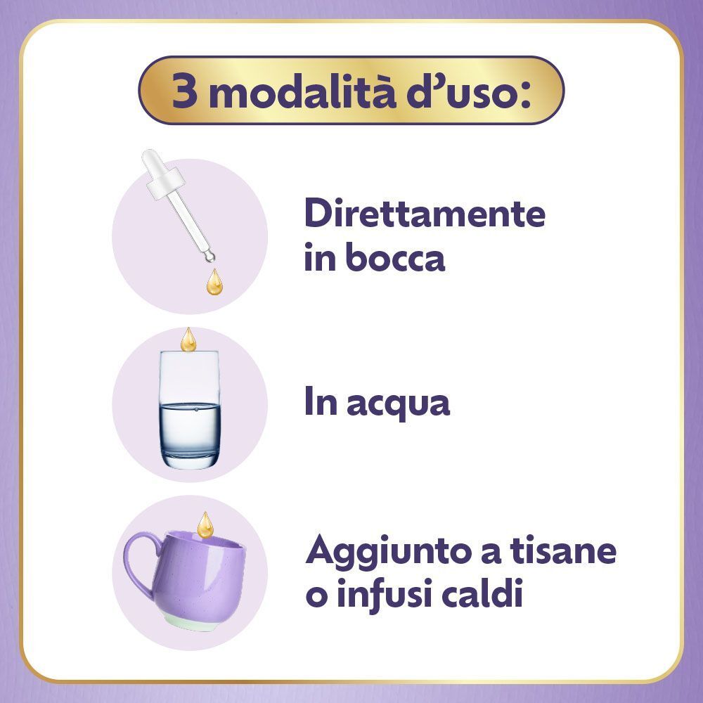 Laila Dormibene Gocce: 3 modalità d'uso: dirette, in acqua, in bevande calde.