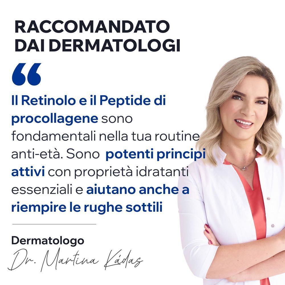 Dermatologa raccomanda retinolo e peptide di pro-collagene per routine anti-età.