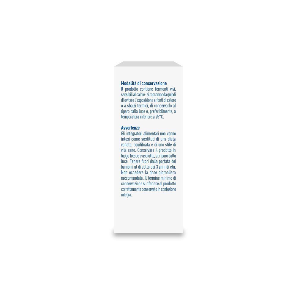 Istruzioni per la conservazione e avvertenze per Lactoflorene Repair IBS sul lato.
