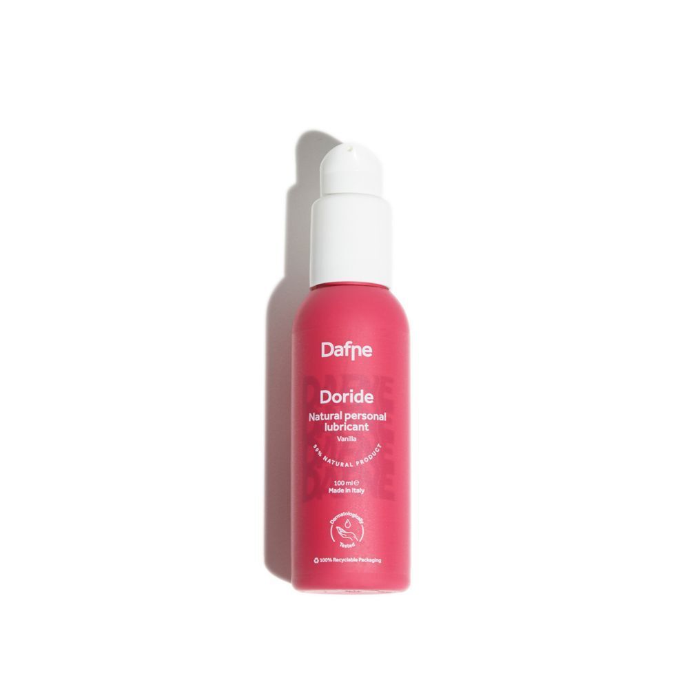 Flacone di lubrificante Dafne Doride con dispenser a pompa, rosa.