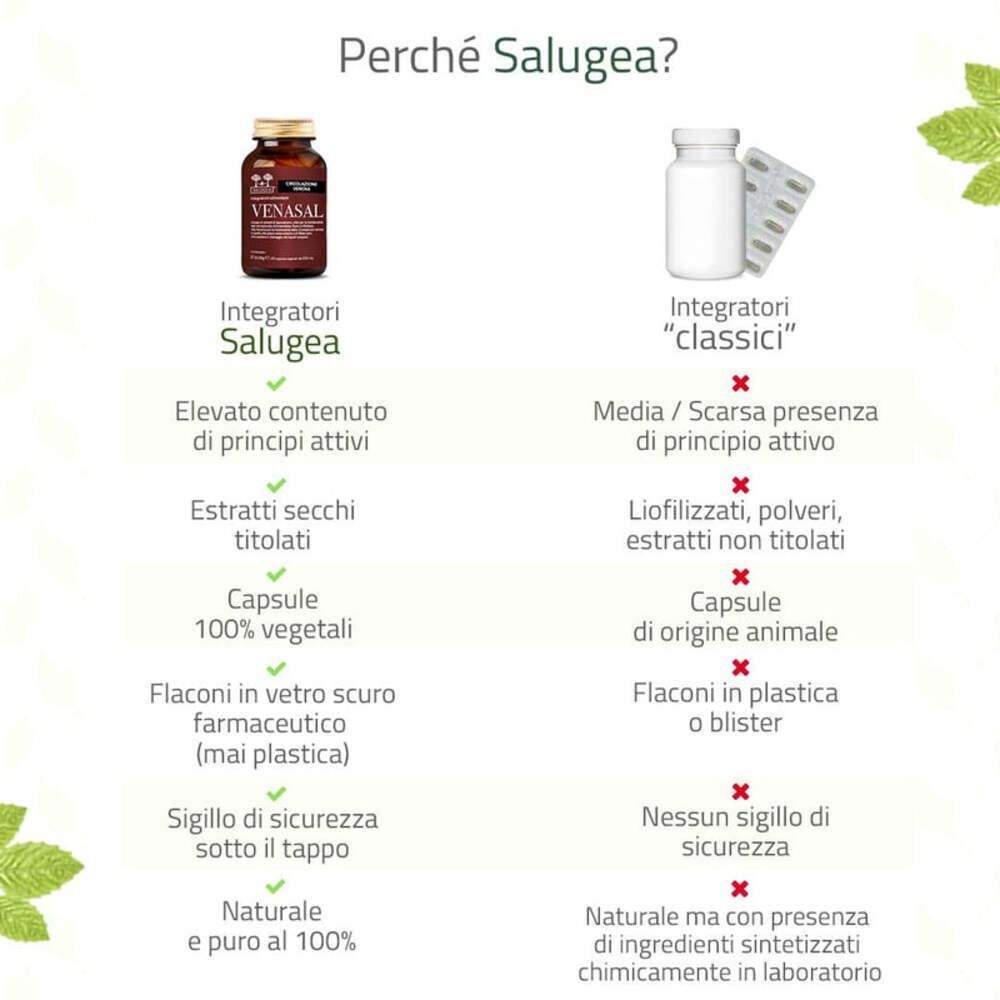 Confronto tra Venasal Salugea e integratori classici.