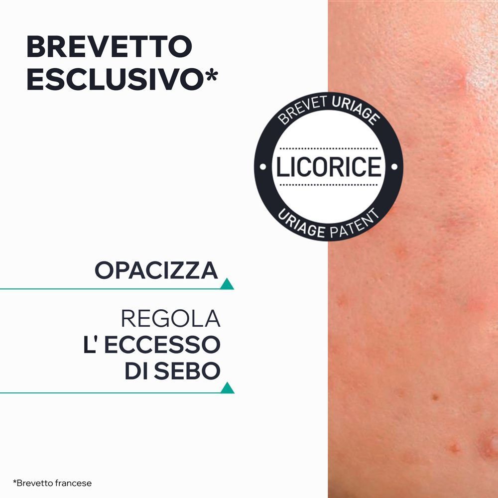 Brevetto esclusivo con estratto di liquirizia opacizza e regola l'eccesso di sebo.
