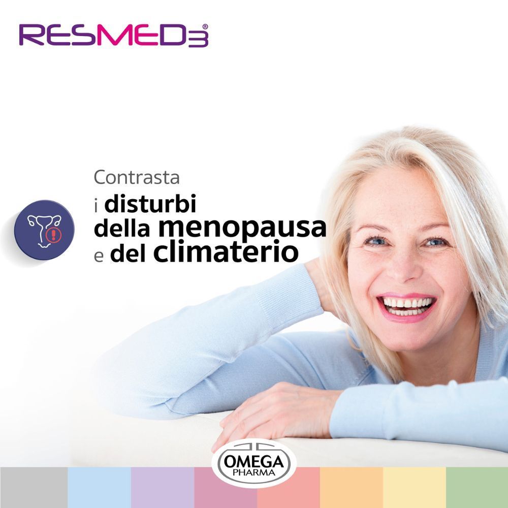 Donna sorridente di mezza età che evidenzia i benefici di RESMED3® per i disturbi della menopausa.