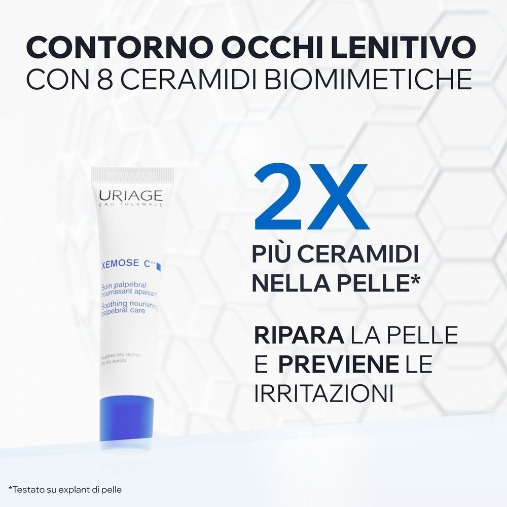 Trattamento palpebrale URIAGE XEMOSE C8+ con 8 ceramidi biomimetiche.