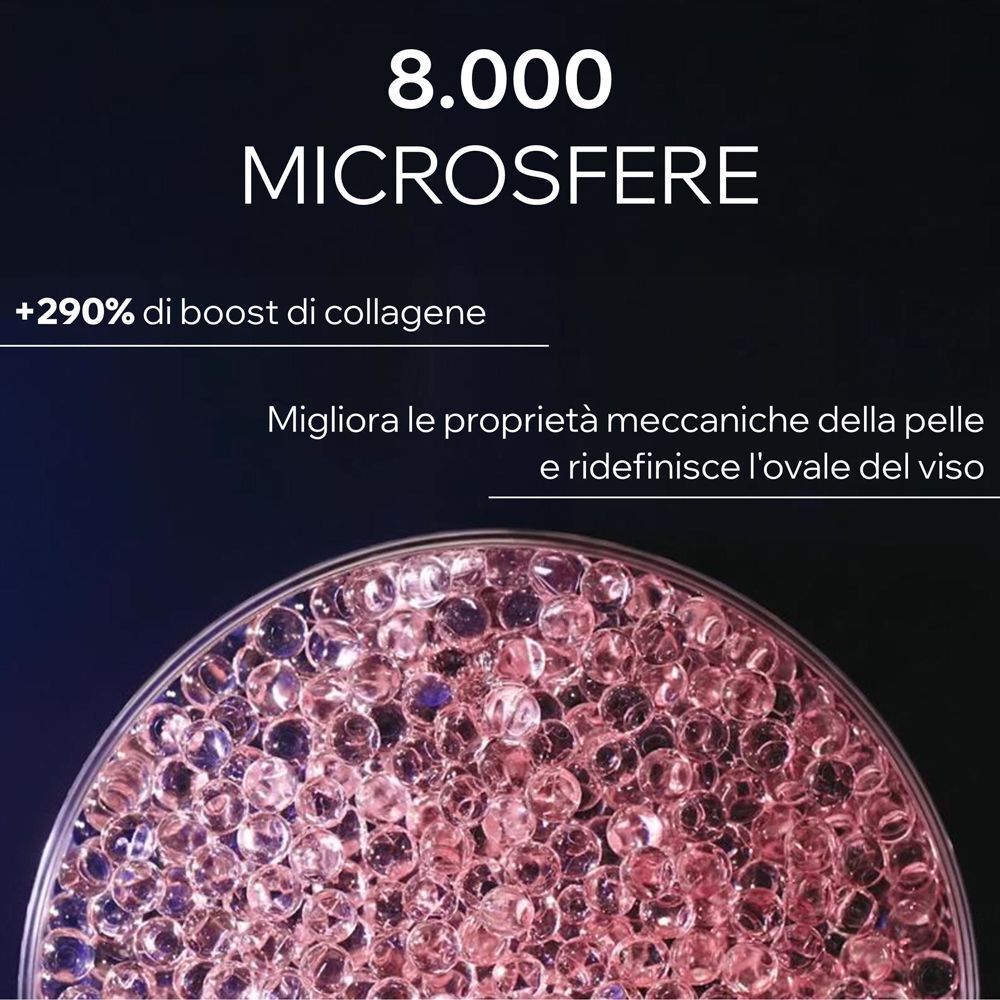 Primo piano di 8.000 microsfere nel siero Uriage Age Absolu per il boost di collagene.