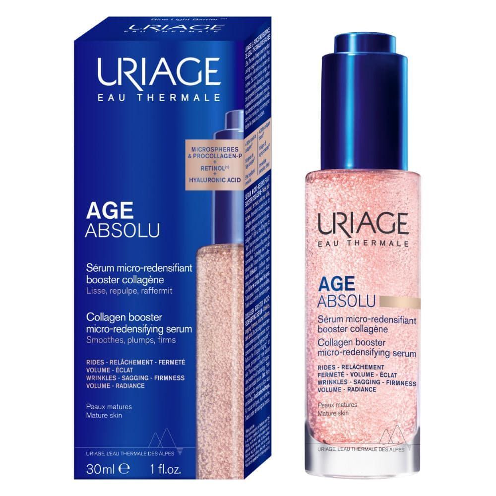 Flacone e confezione del siero Uriage Age Absolu, 30ml.