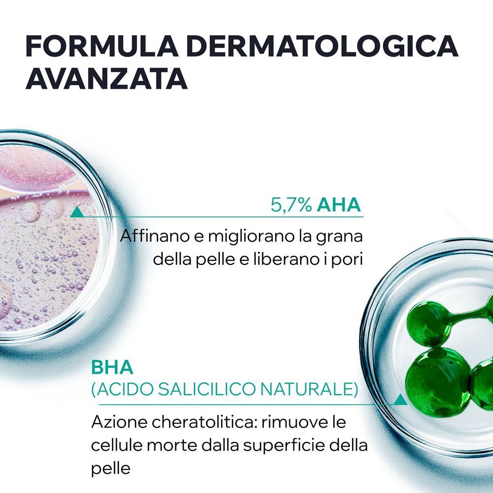 Formula Gel SOS Uriage Hyseac con 5,7% AHA e BHA per affinare pori e pelle.