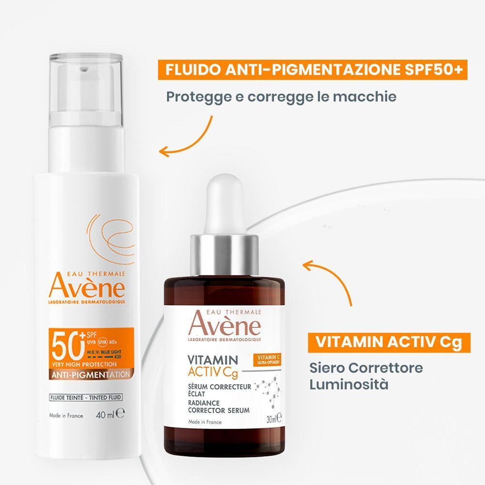 Eau Thermale Avène Fluido Anti-Macchie SPF 50+ e Siero Vitamina C.