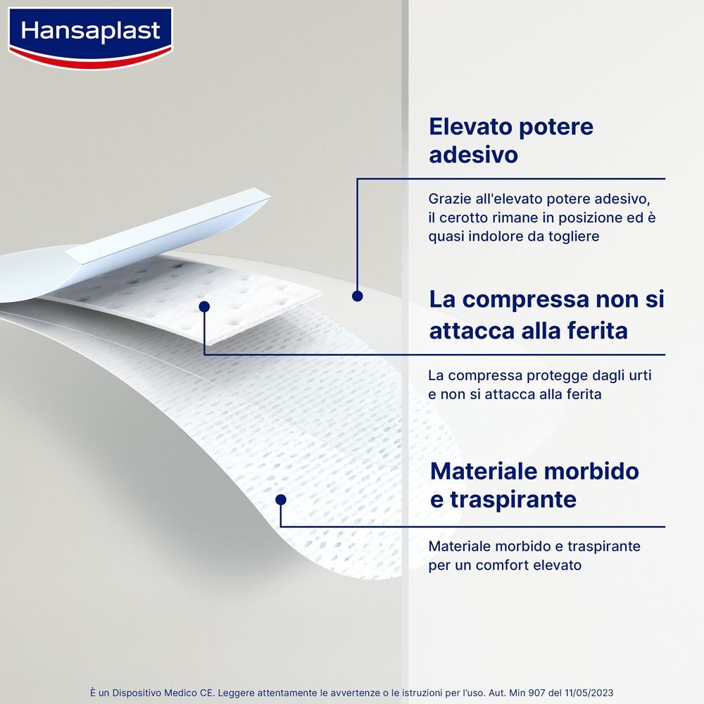 Cerotti Hansaplast Sensitive: Forte adesione, indolore, compressa non aderente alla ferita.