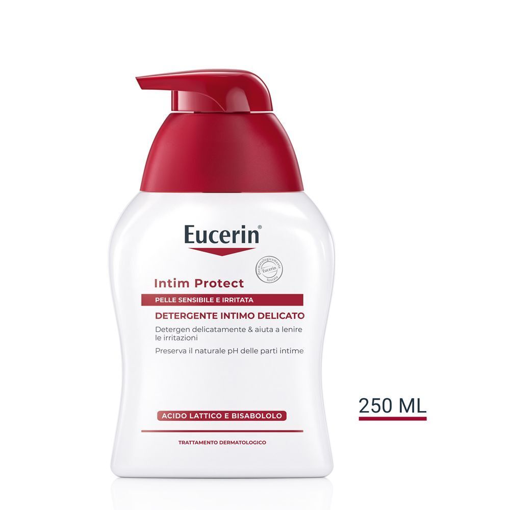 Detergente intimo Eucerin Intim Protect 250 ml con dispenser.