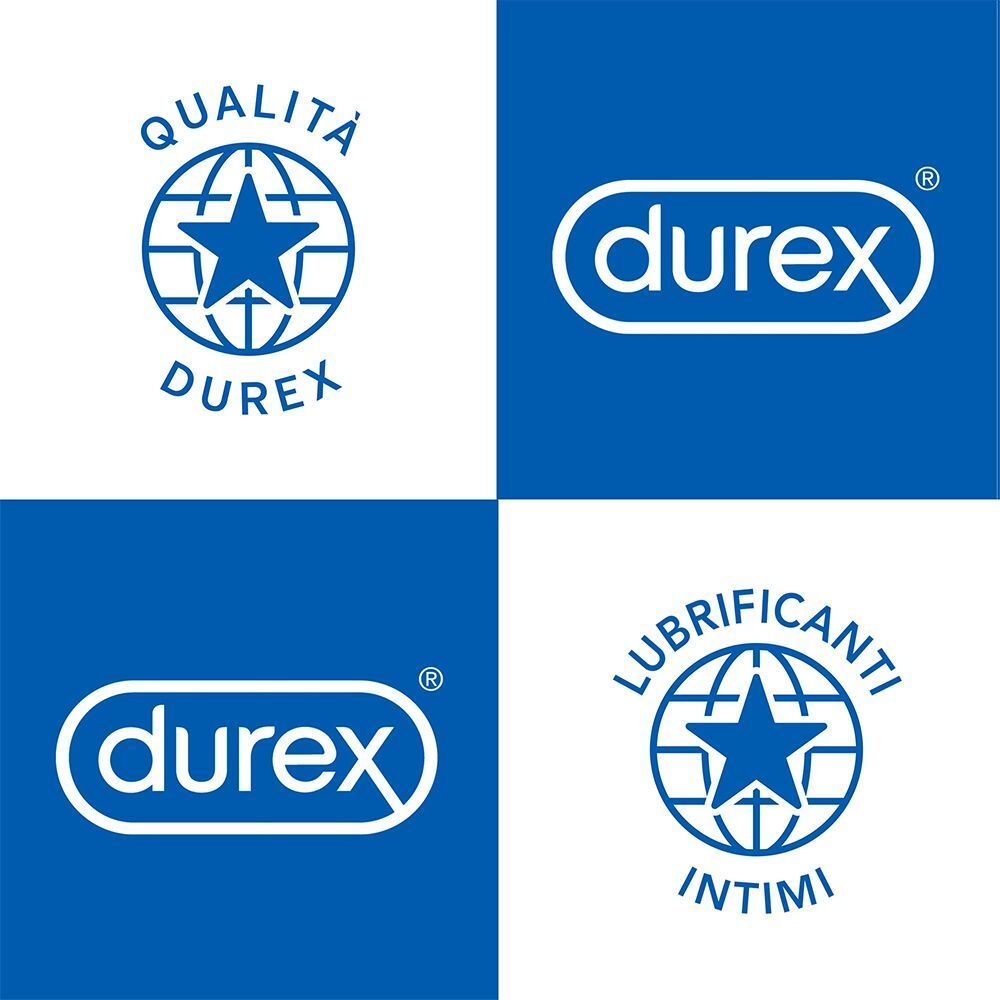 Loghi Durex e sigilli di qualità e lubrificante intimo.