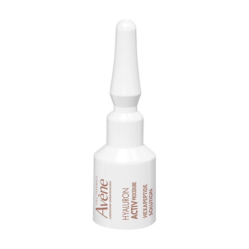 Un flaconcino di siero rimpolpante Hyaluron Activ Procedure Eau Thermale Avène con contagocce.